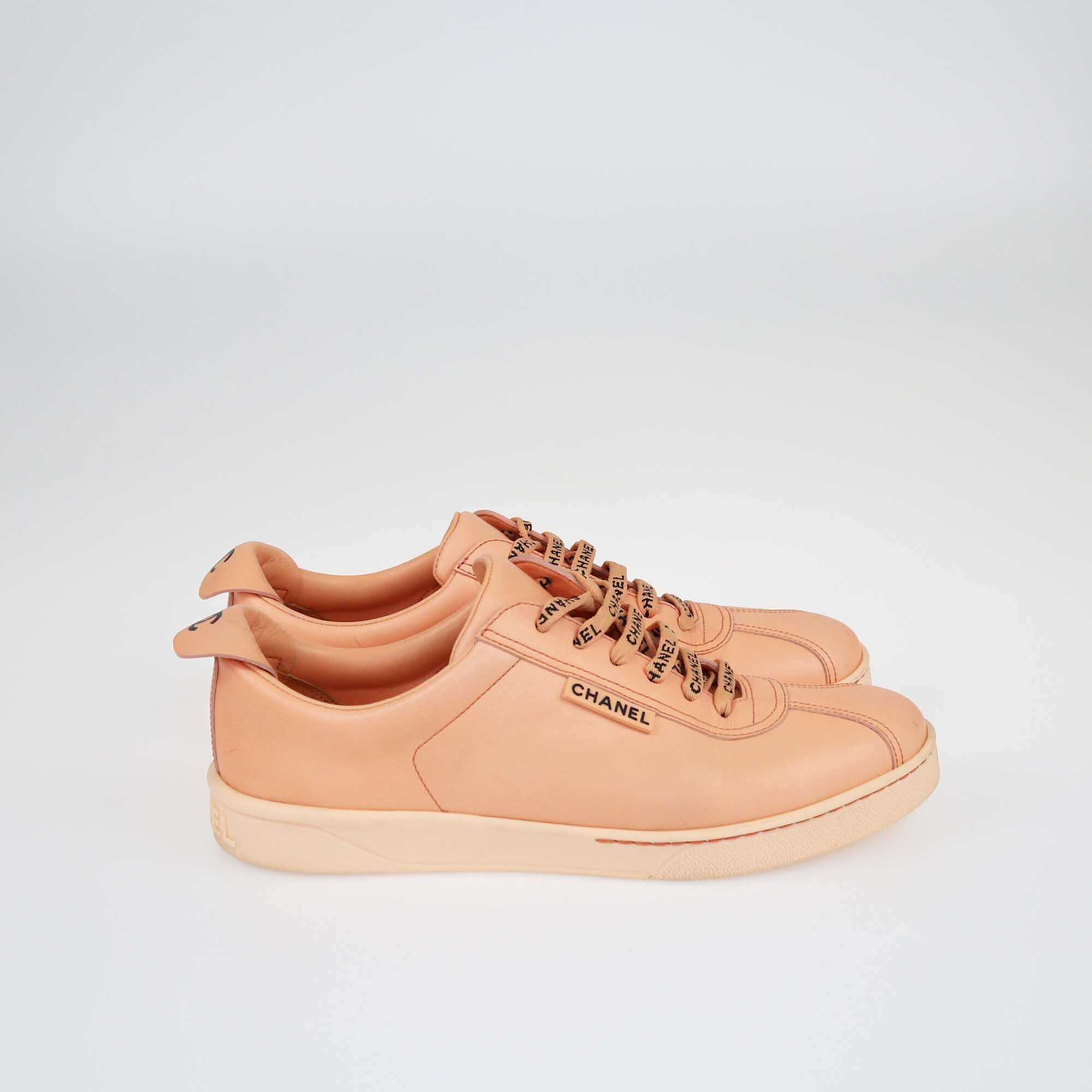 Chanel Peach Weekender Low Top Sneakers Shoes Chanel 