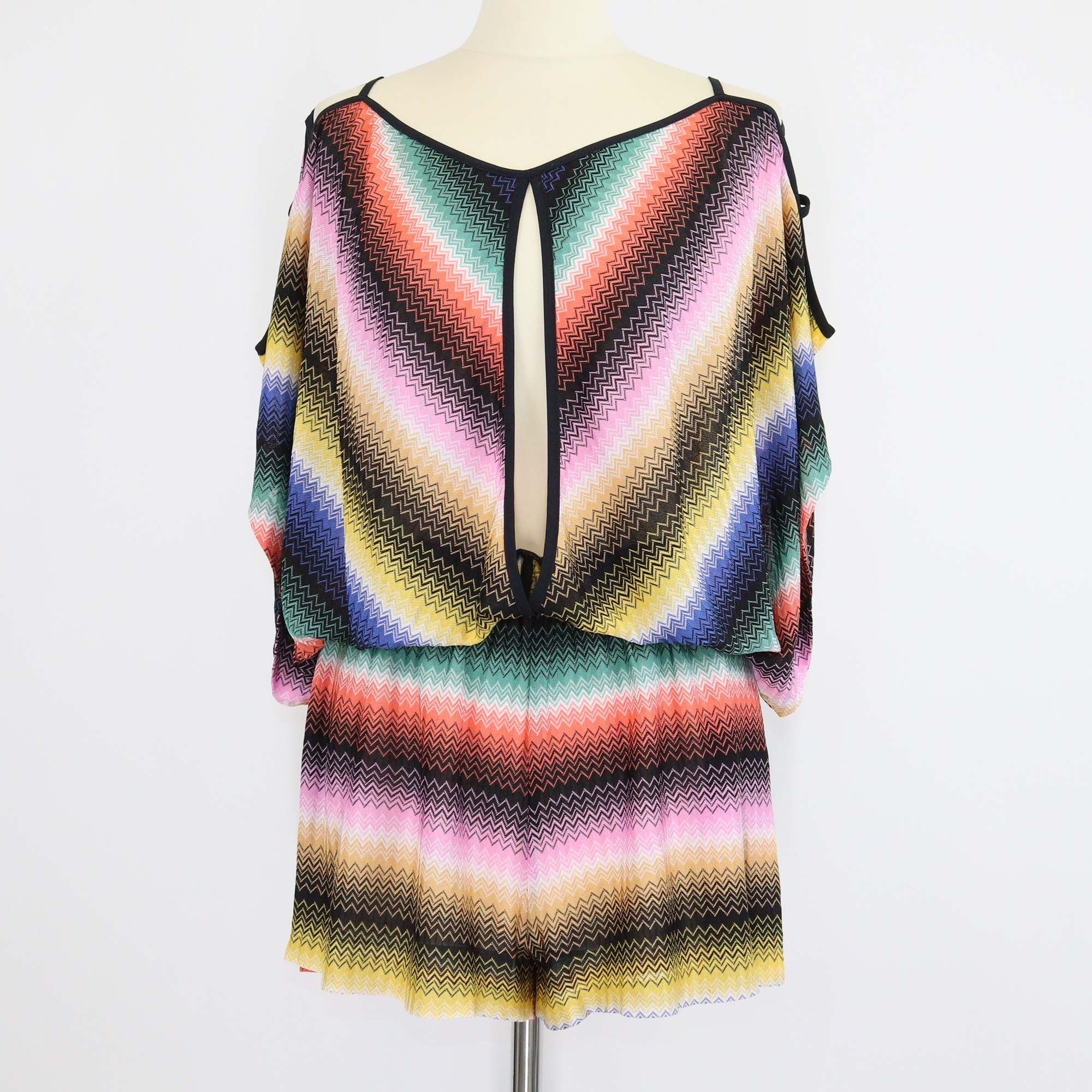 Missoni Mare Multicolor Chevron Knit Blend V-Neck Beach Dress