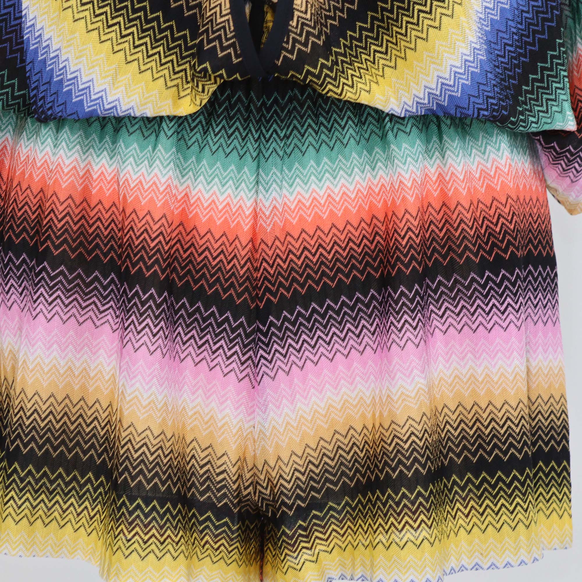 Missoni Mare Multicolor Chevron Knit Blend V-Neck Beach Dress