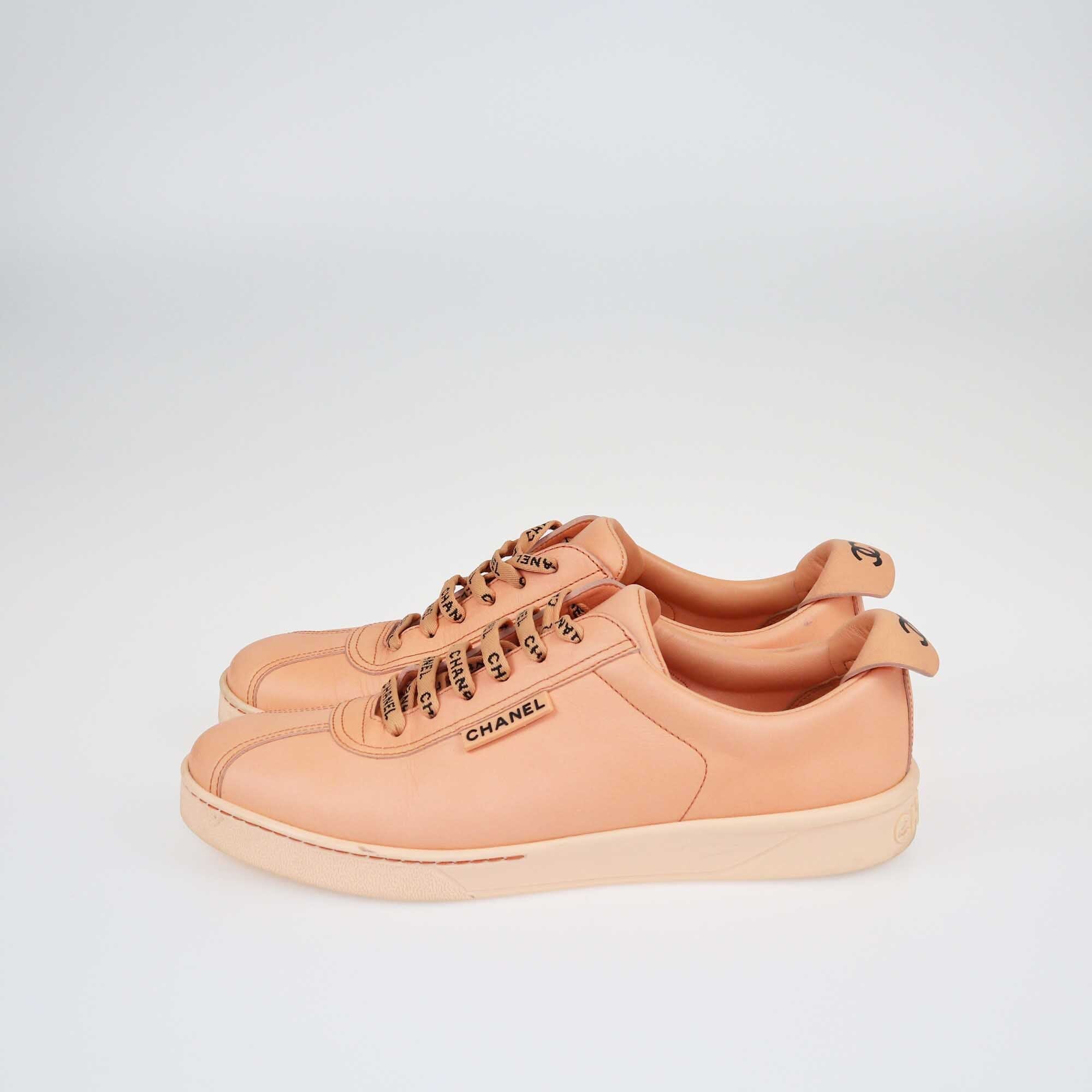 Chanel Peach Weekender Low Top Sneakers Shoes Chanel 