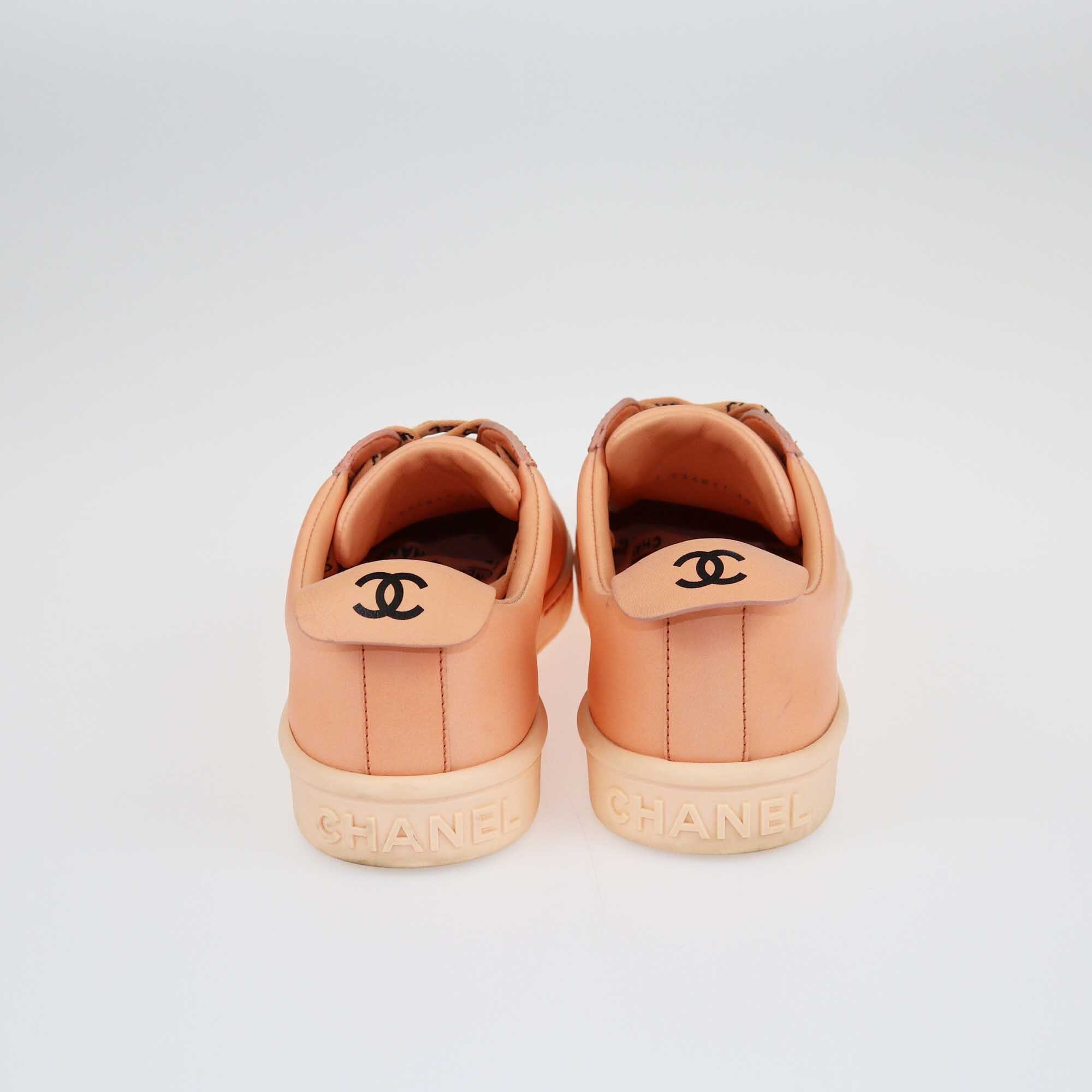 Chanel Peach Weekender Low Top Sneakers Shoes Chanel 