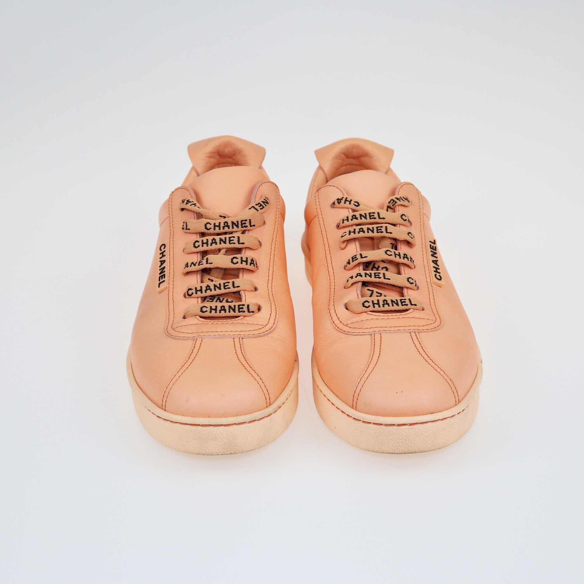 Chanel Peach Weekender Low Top Sneakers Shoes Chanel 