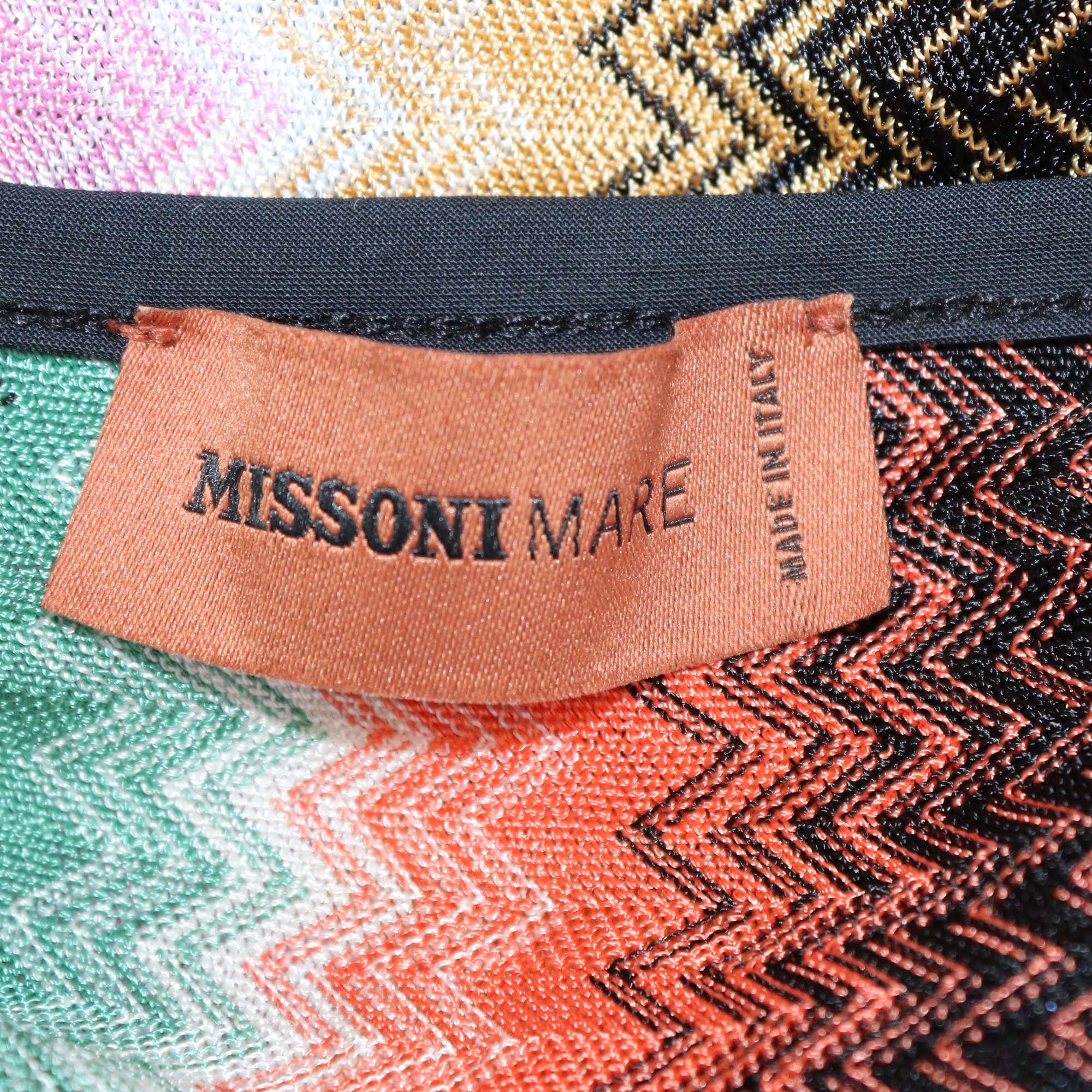 Missoni Mare Multicolor Chevron Knit Blend V-Neck Beach Dress