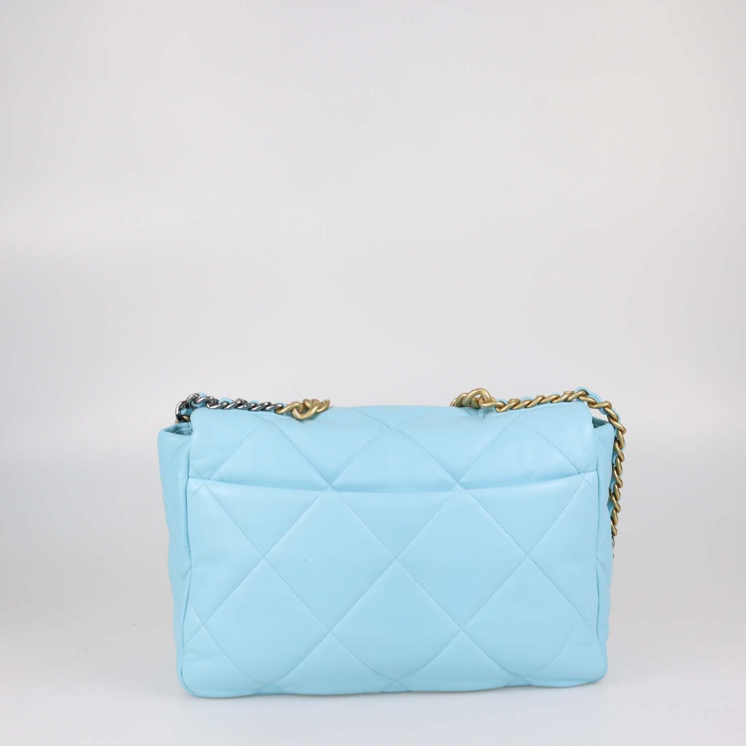 Chanel Light Blue Quilted Leather Maxi 19 Flap Bag
