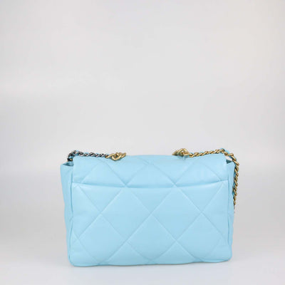Chanel Light Blue Quilted Leather Maxi 19 Flap Bag