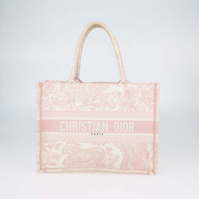 Christian Dior Pink Toile de Jouy Embroidery Medium Book Tote
