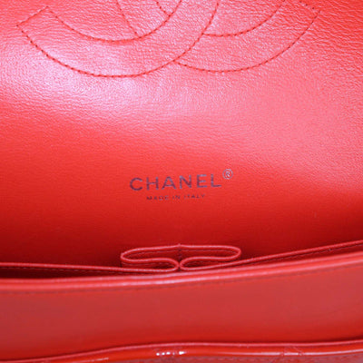 Chanel Coral Red Quilted Patent Leather Maxi Classic Double Flap Bag