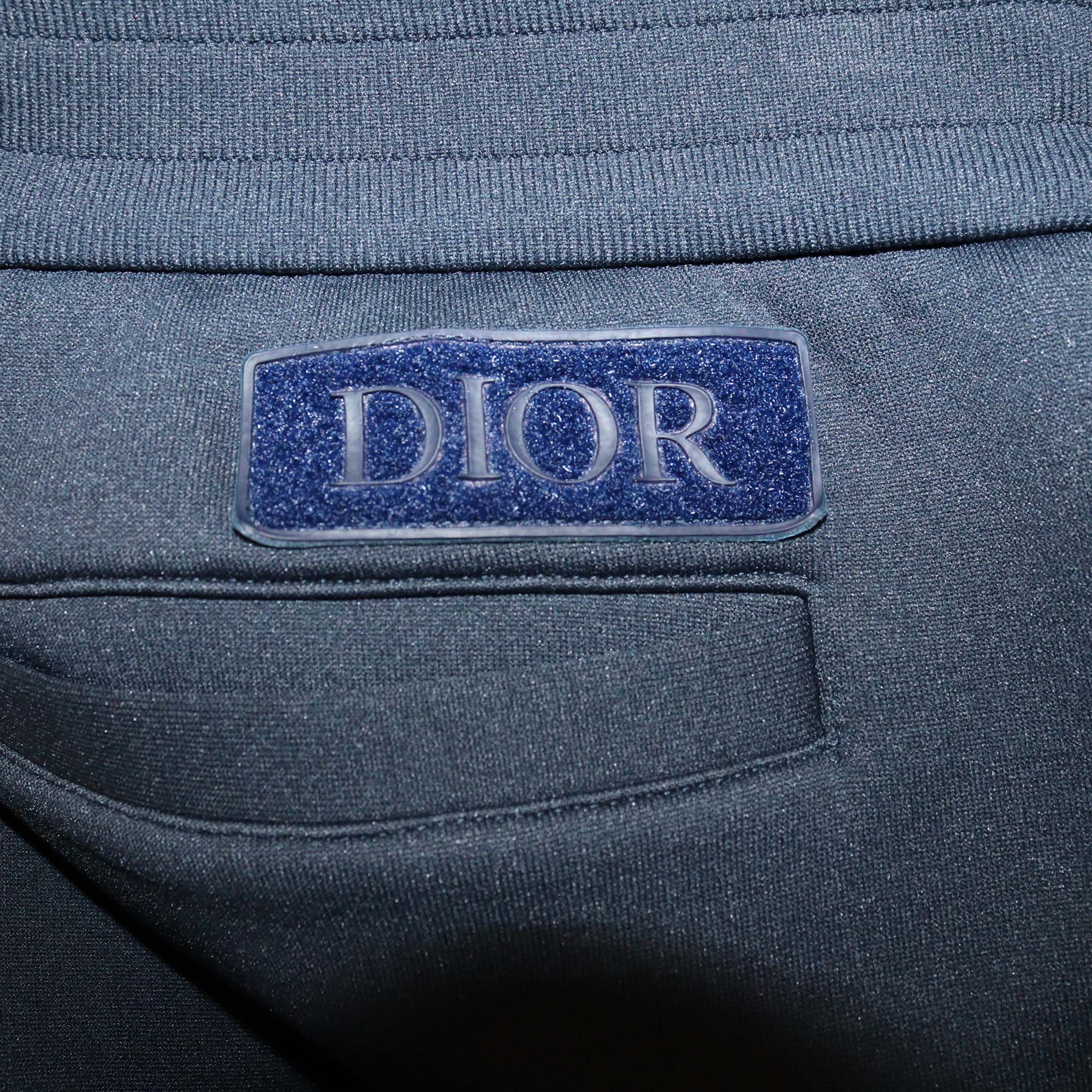 Dior Homme Navy Blue Technical Fabric Zip Pocket Track Pants