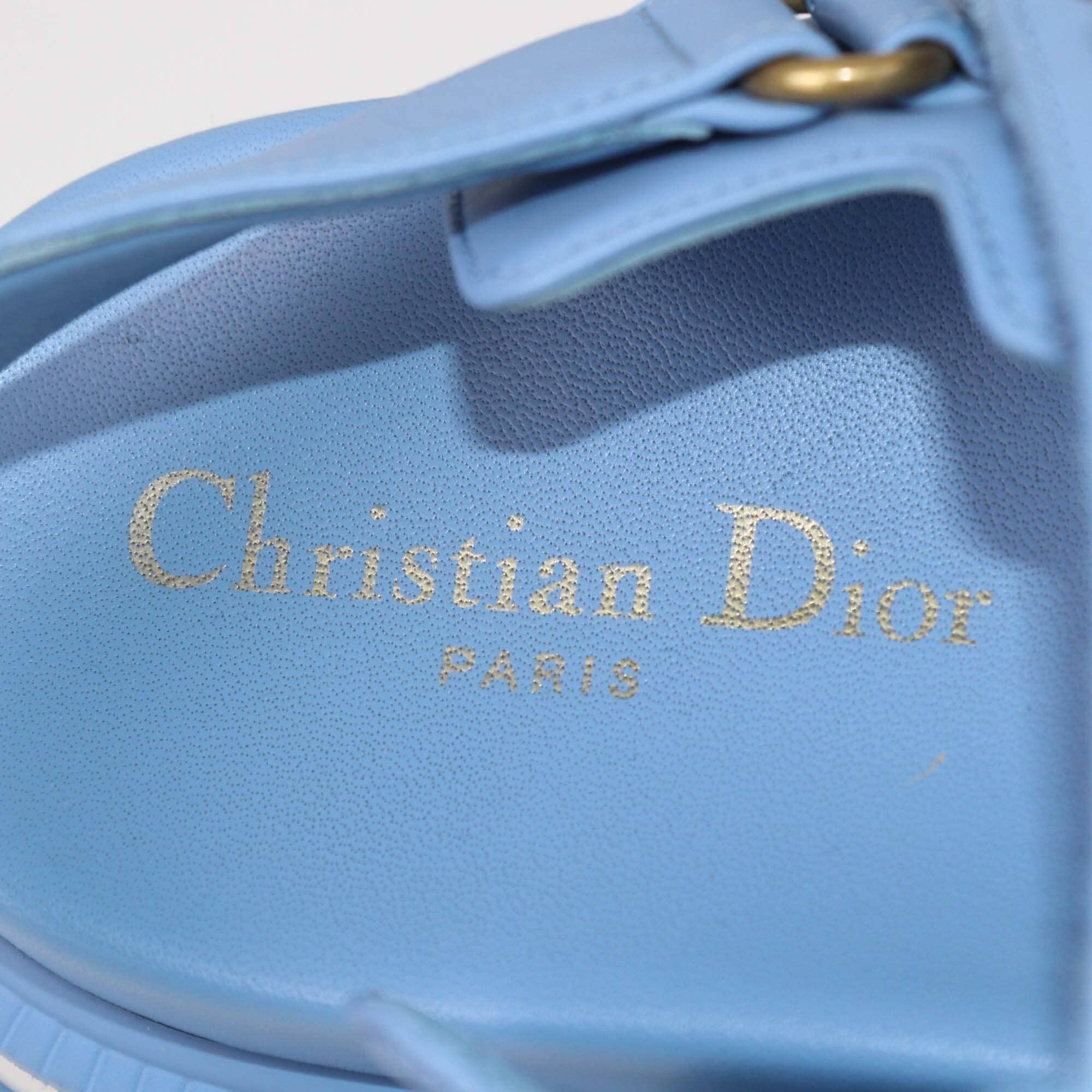 Christian Dior Light Blue Dioract Flat Sandals Womens Christian Dior 