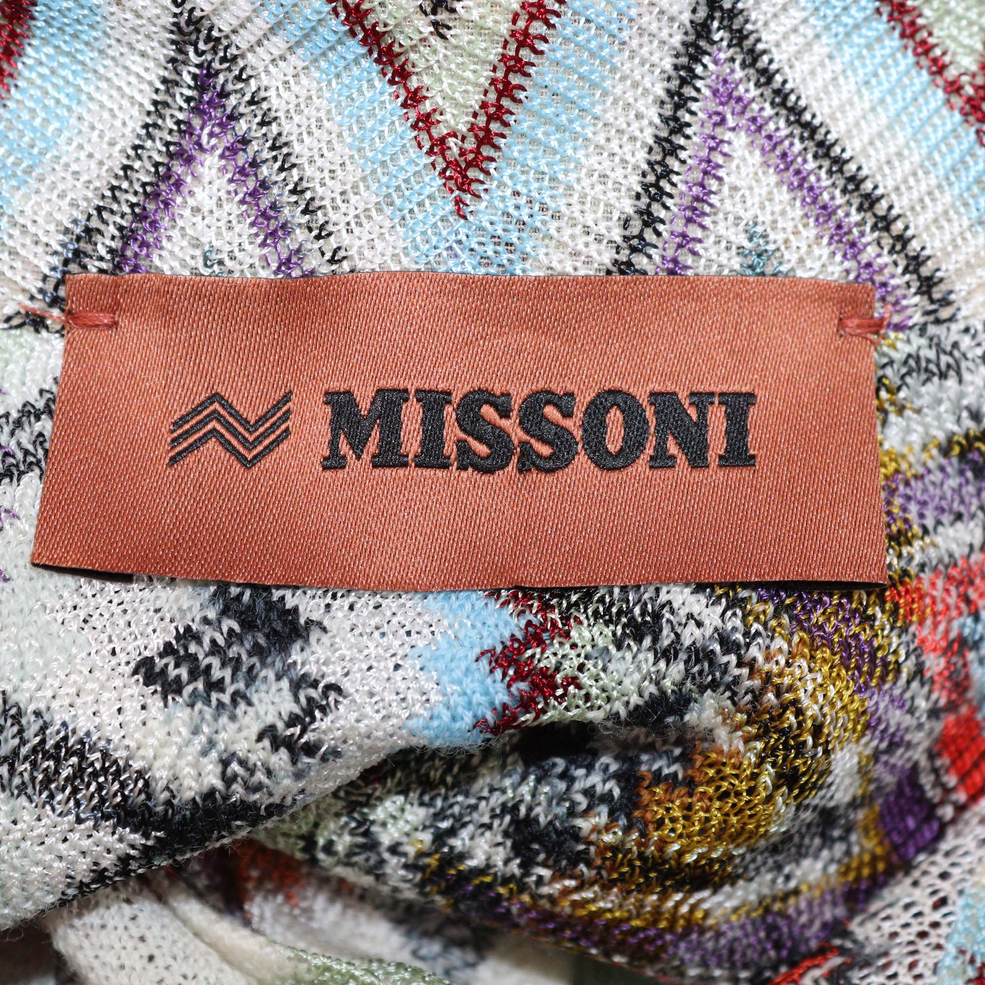 Missoni Multicolor Geometric Pattern Knit Blend Long Sleeve Shirt