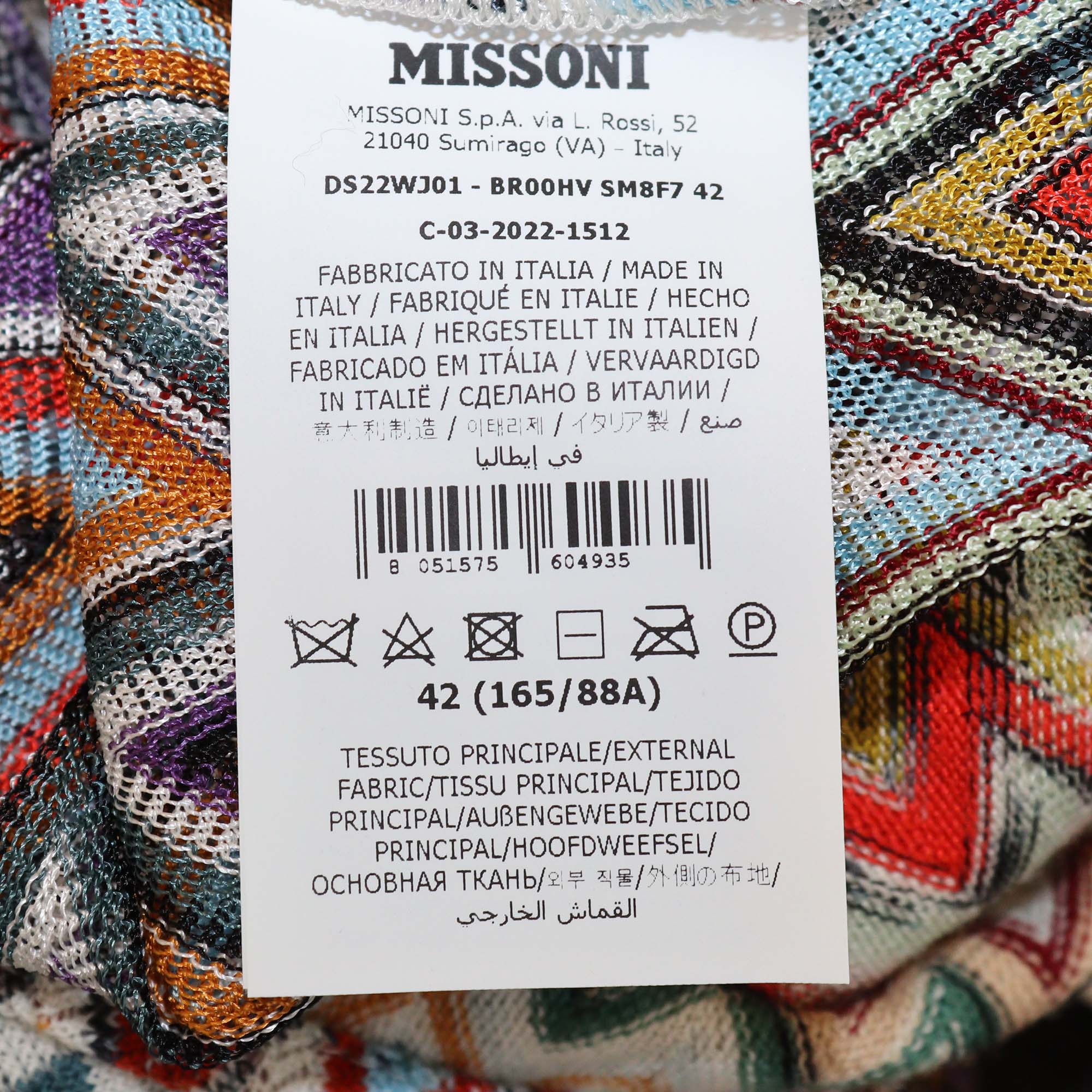Missoni Multicolor Geometric Pattern Knit Blend Long Sleeve Shirt