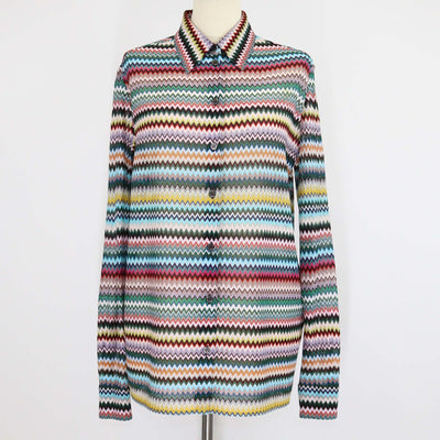 Missoni Multicolor Geometric Pattern Knit Blend Long Sleeve Shirt