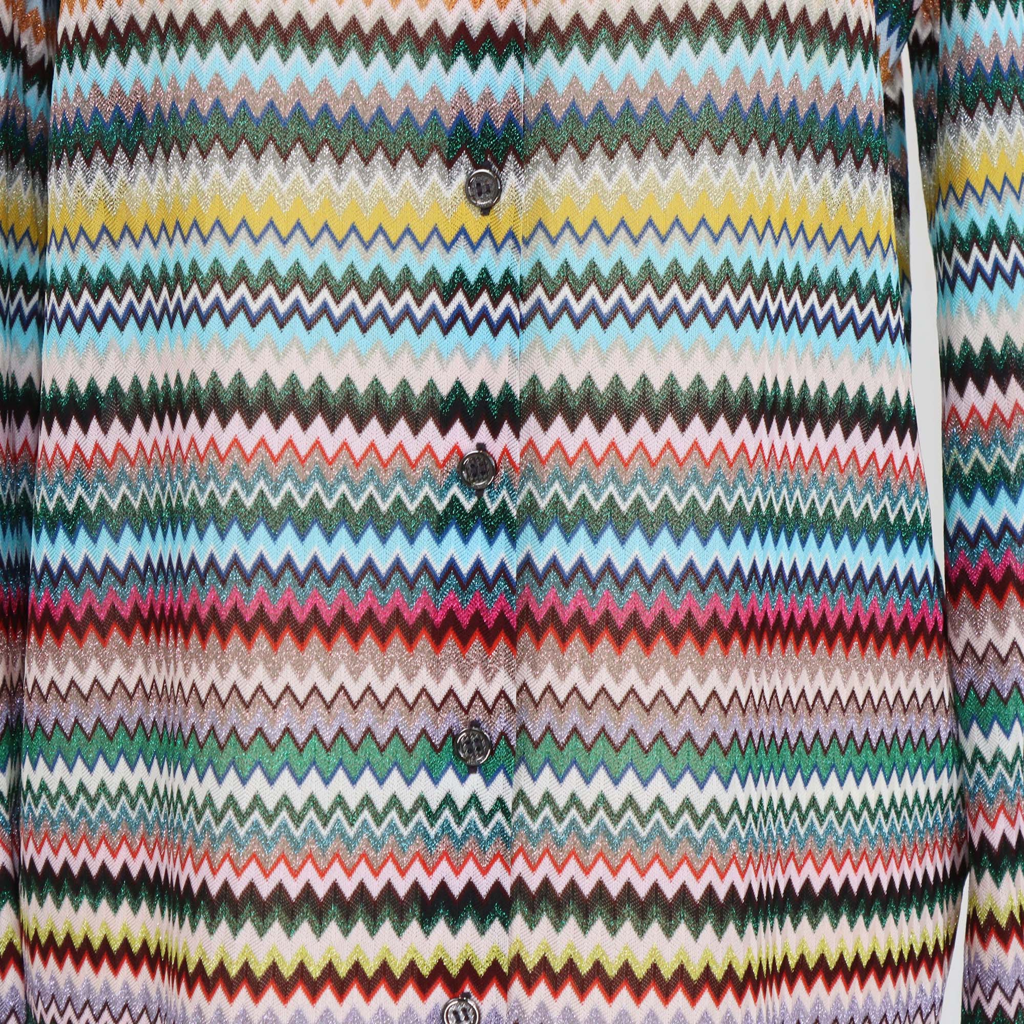 Missoni Multicolor Geometric Pattern Knit Blend Long Sleeve Shirt