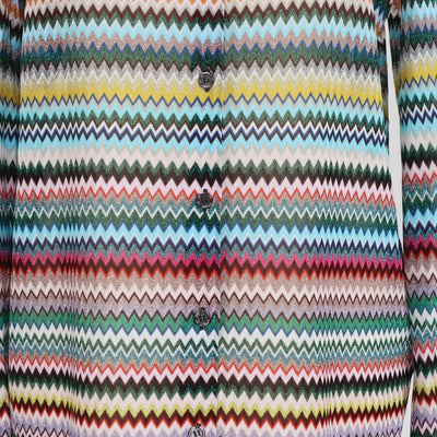 Missoni Multicolor Geometric Pattern Knit Blend Long Sleeve Shirt