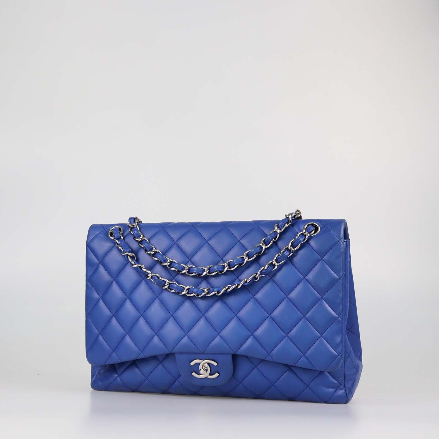 Chanel Blue Quilted Leather Maxi Classic Single Flap Bag