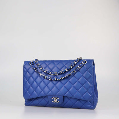 Chanel Blue Quilted Leather Maxi Classic Single Flap Bag