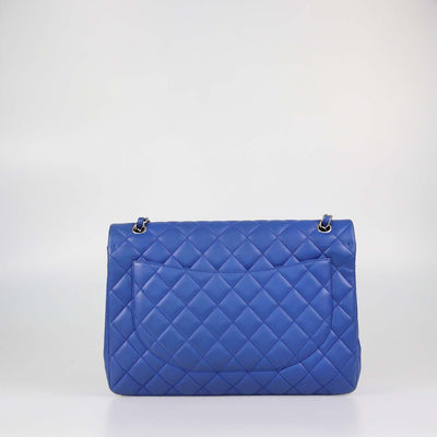 Chanel Blue Quilted Leather Maxi Classic Single Flap Bag