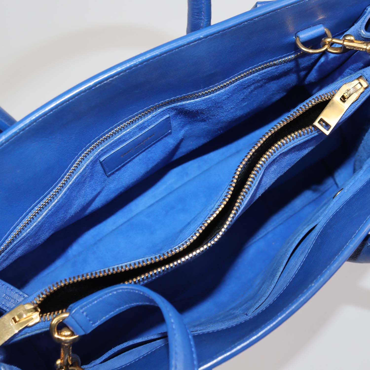Saint Laurent Blue Leather Small Classic Sac De Jour Tote