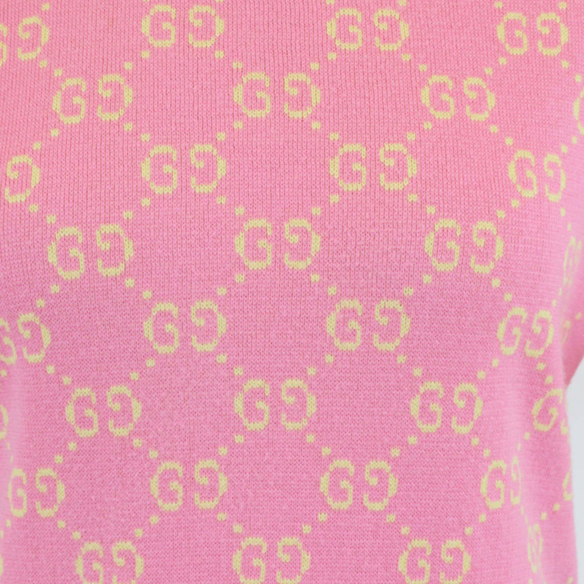 Gucci Pink/Yellow Knit GG Jacquard Tops