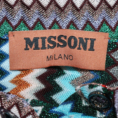 Missoni Multicolor Geometric Pattern Knit Blend Long Sleeve Shirt