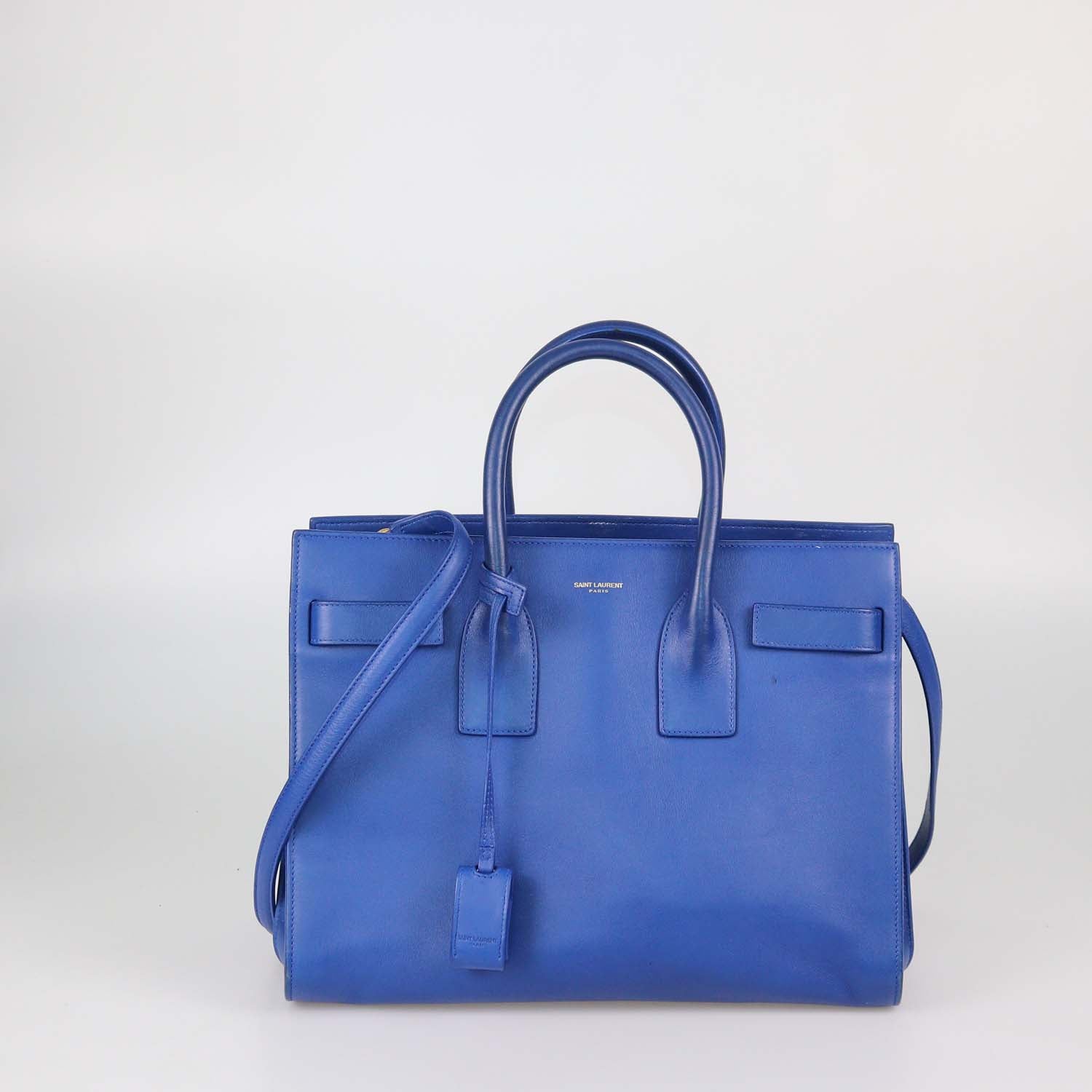 Saint Laurent Blue Leather Small Classic Sac De Jour Tote