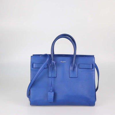 Saint Laurent Blue Leather Small Classic Sac De Jour Tote