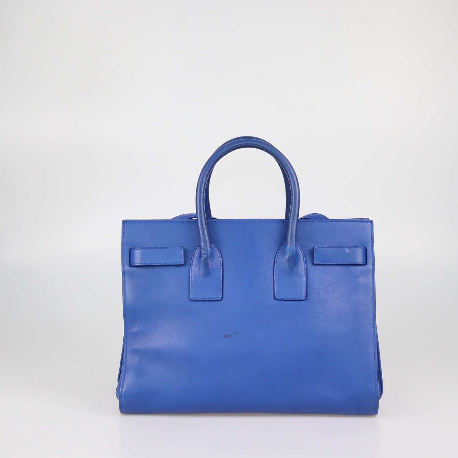 Saint Laurent Blue Leather Small Classic Sac De Jour Tote