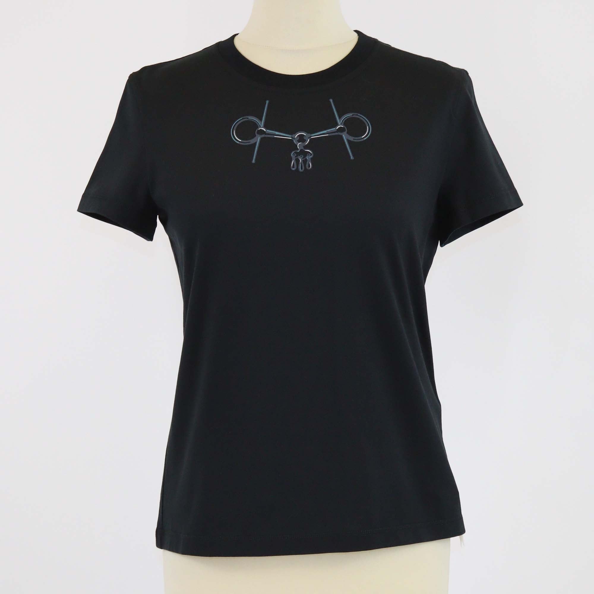Hermes Black Cotton Cartouche Mors T-Shirt