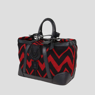 Louis Vuitton Black, Red Leather and Wool Grimaud Vail Blanket Bag