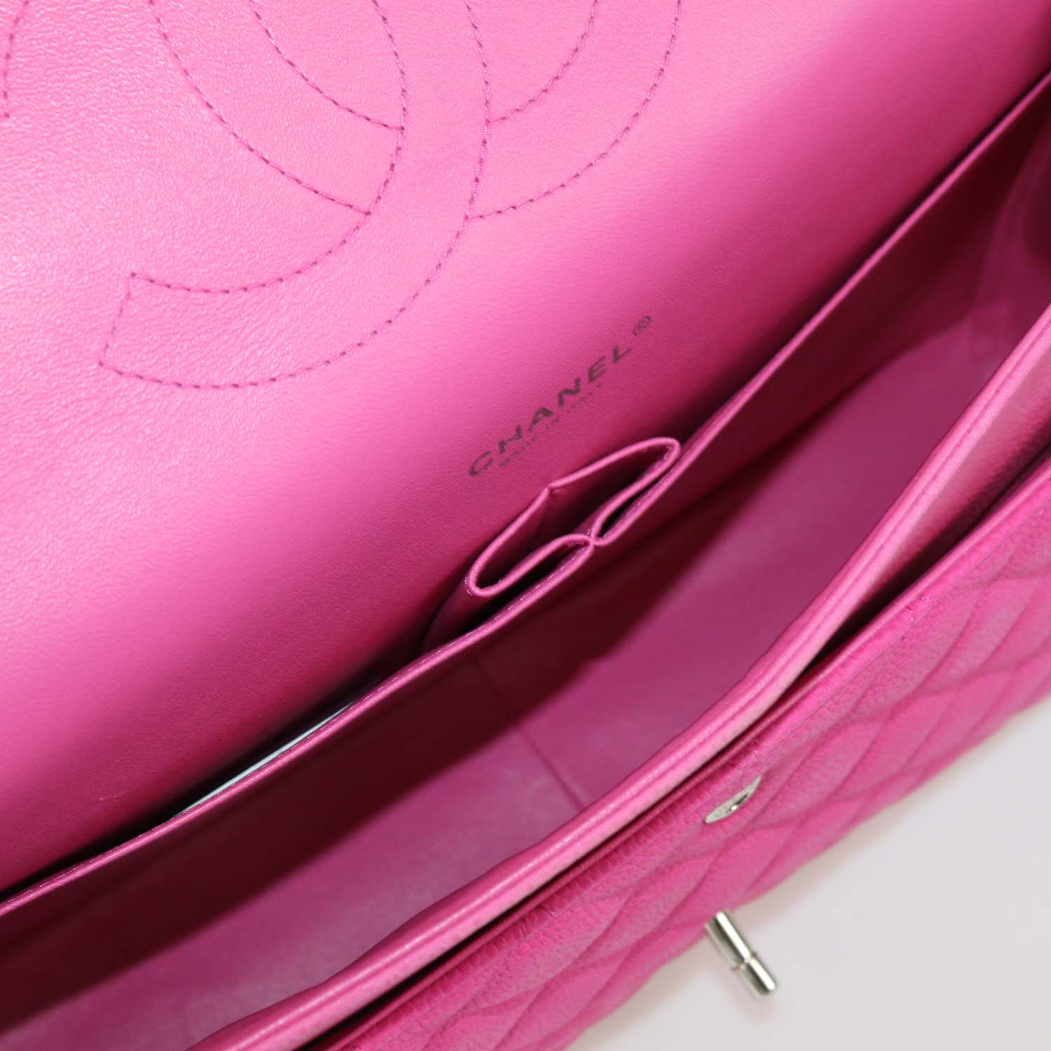 Chanel Pink Quilted Caviar Nubuck Maxi Classic Double Flap Bag