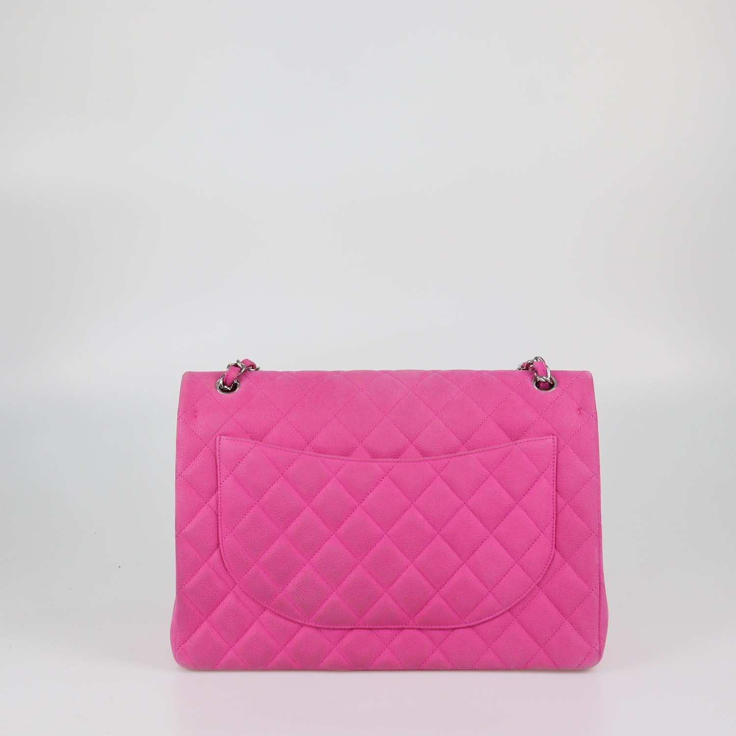 Chanel Pink Quilted Caviar Nubuck Maxi Classic Double Flap Bag