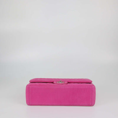 Chanel Pink Quilted Caviar Nubuck Maxi Classic Double Flap Bag