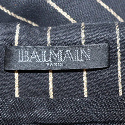 Balmain Black Cotton Striped Button Embellished Mini Skirt
