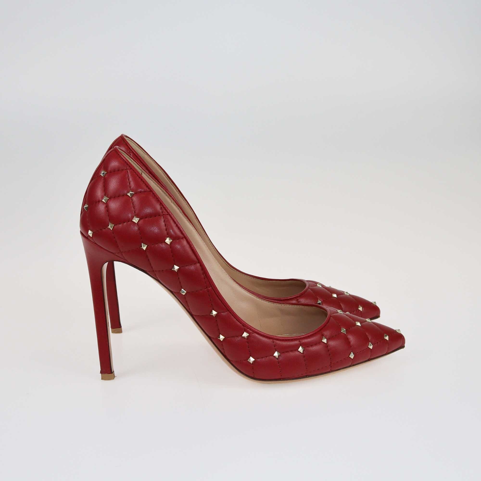 Valentino Red Quilted Rockstud Pumps Shoes Valentino 