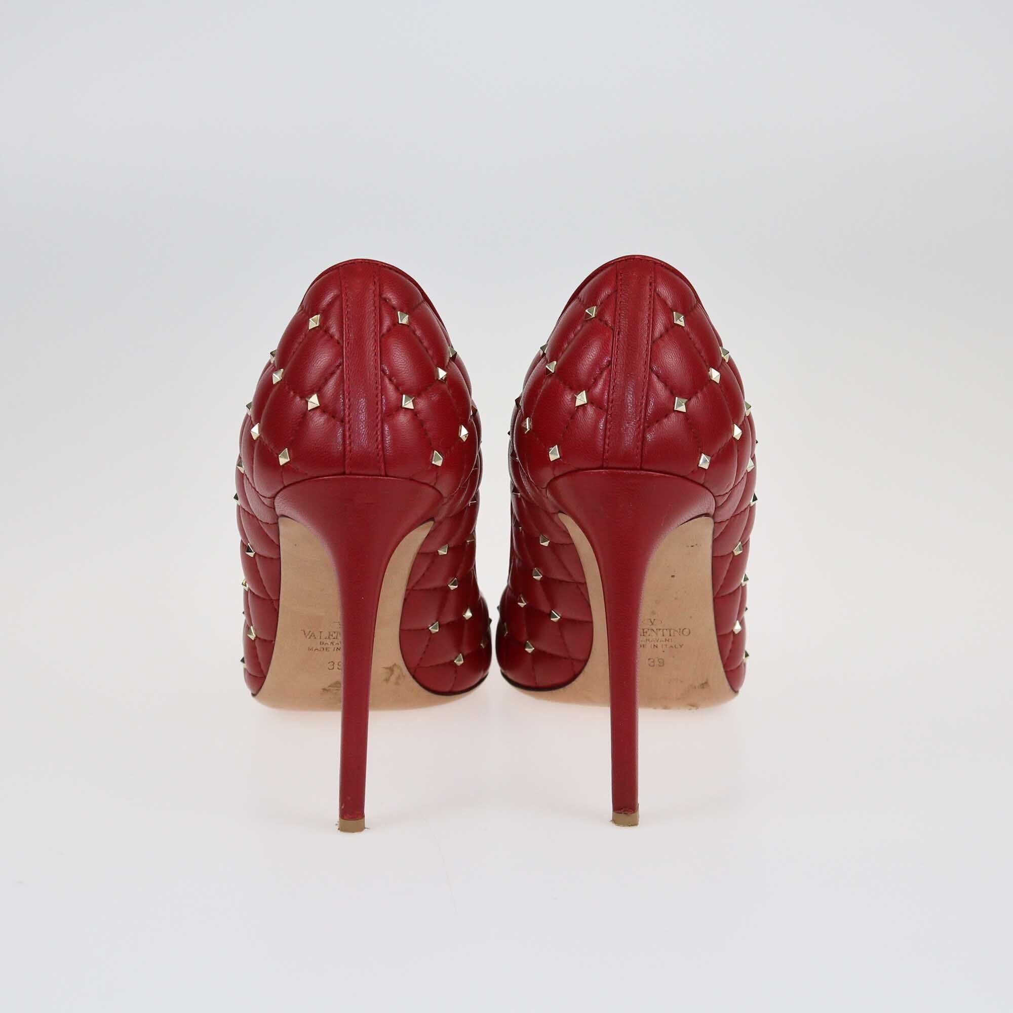 Valentino Red Quilted Rockstud Pumps Shoes Valentino 