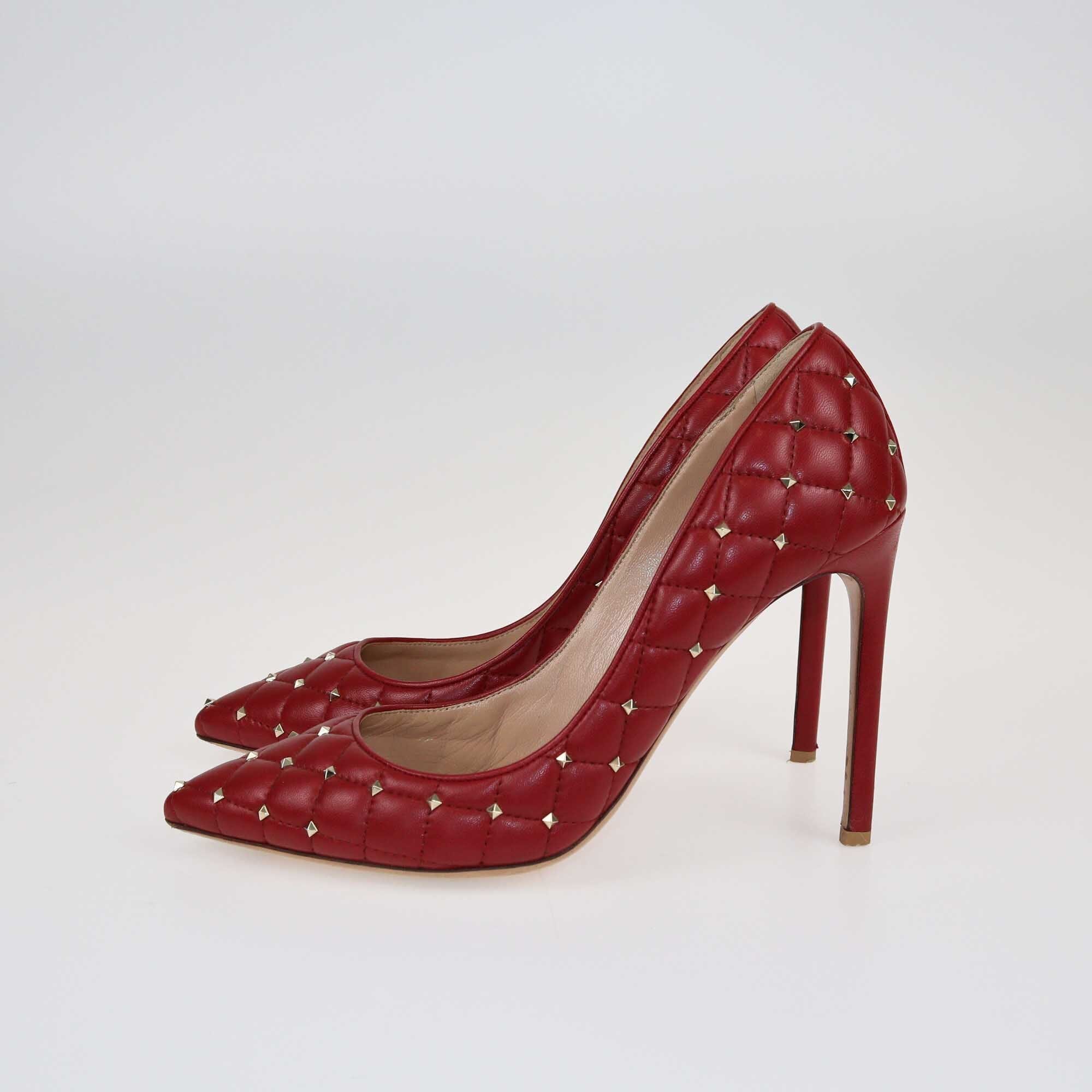 Valentino Red Quilted Rockstud Pumps Shoes Valentino 