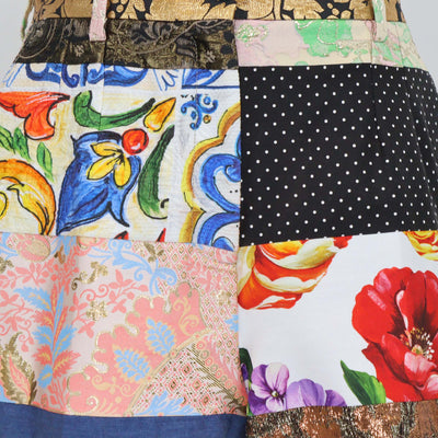 Dolce & Gabbana Multicolor Fabric Blend Brocade Patchwork High Waist Shorts