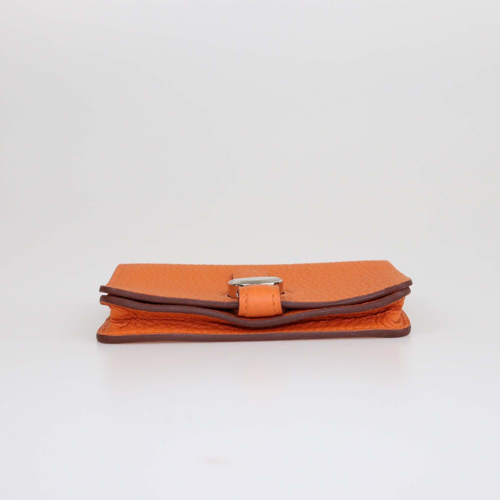 Hermes Orange Minium Dogon Card Holder Womens Hermes 