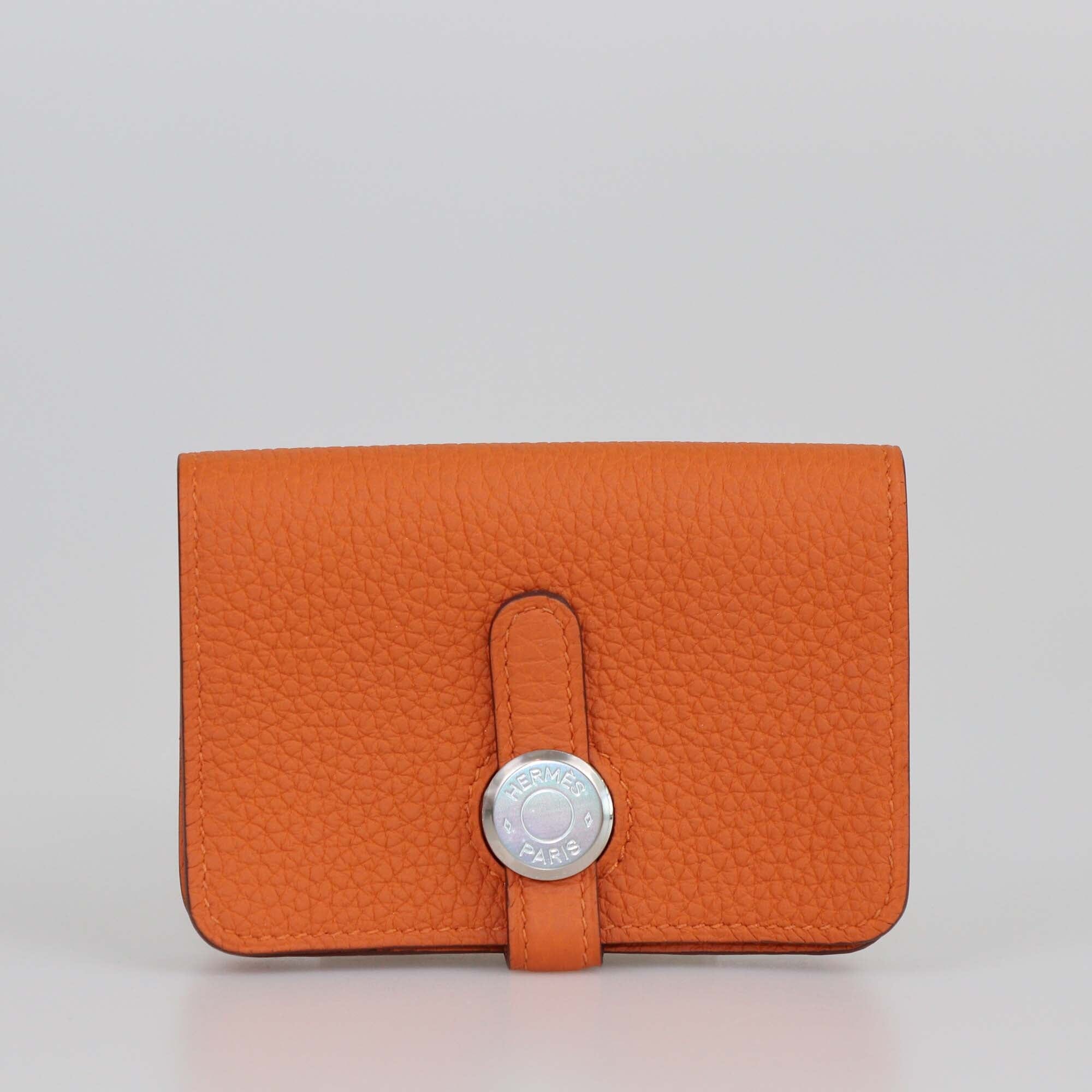 Hermes Orange Minium Dogon Card Holder Womens Hermes 