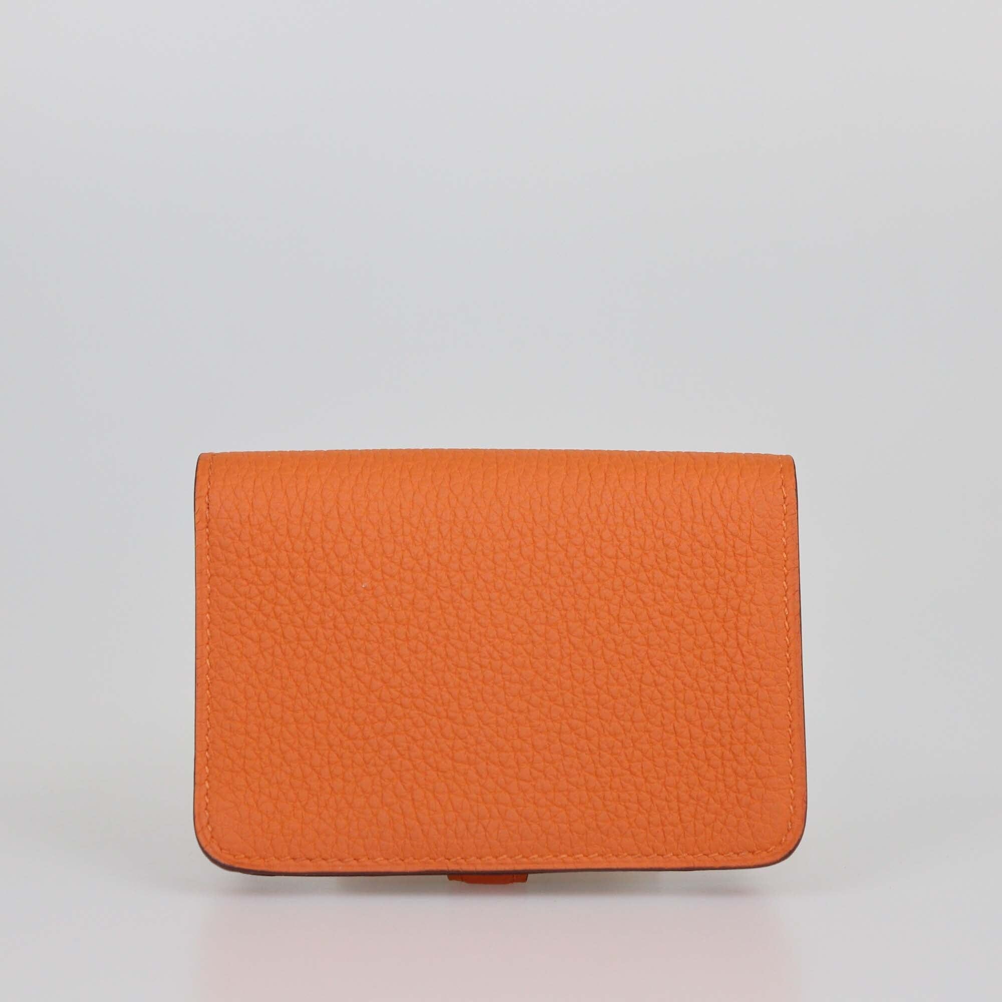 Hermes Orange Minium Dogon Card Holder Womens Hermes 