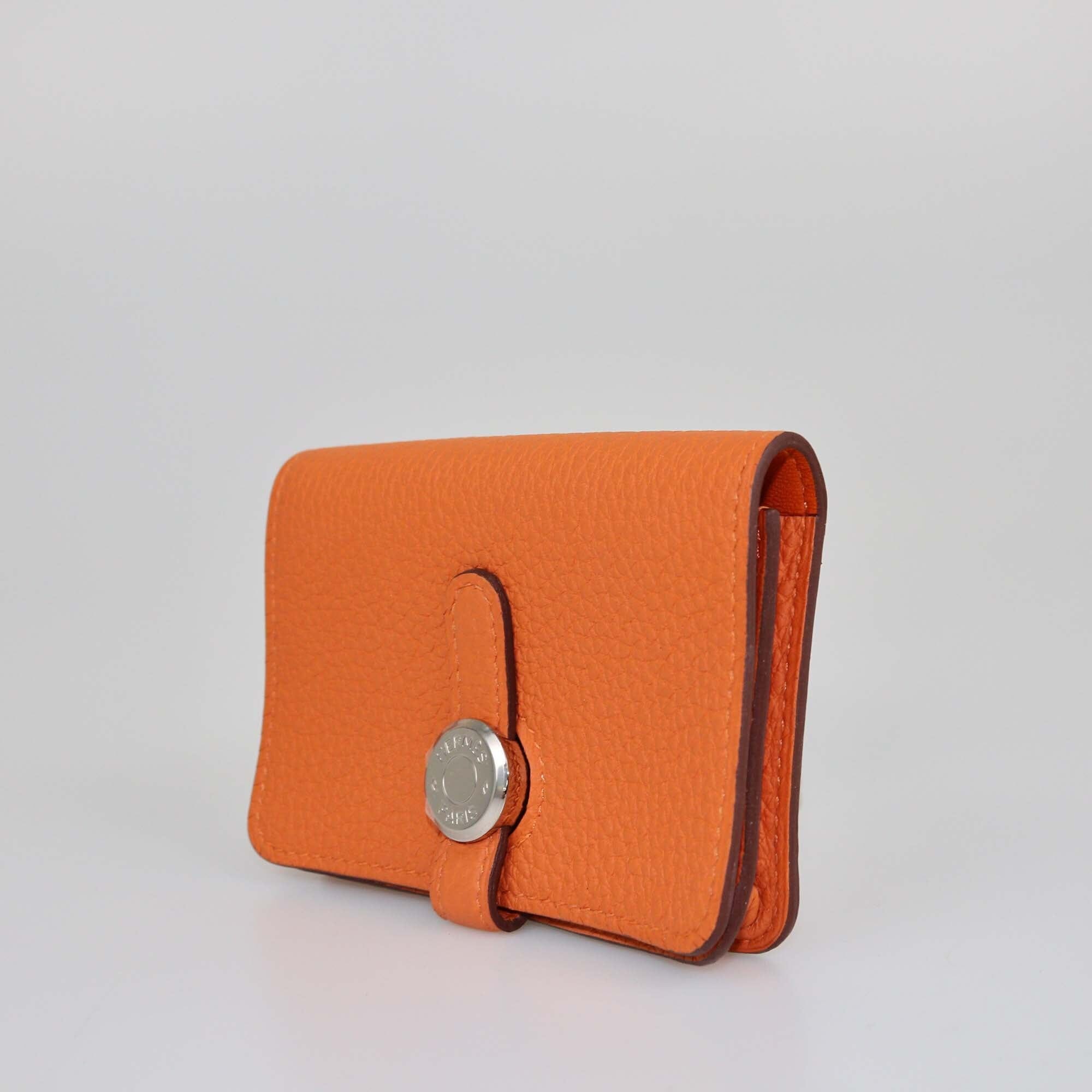 Hermes Orange Minium Dogon Card Holder Womens Hermes 