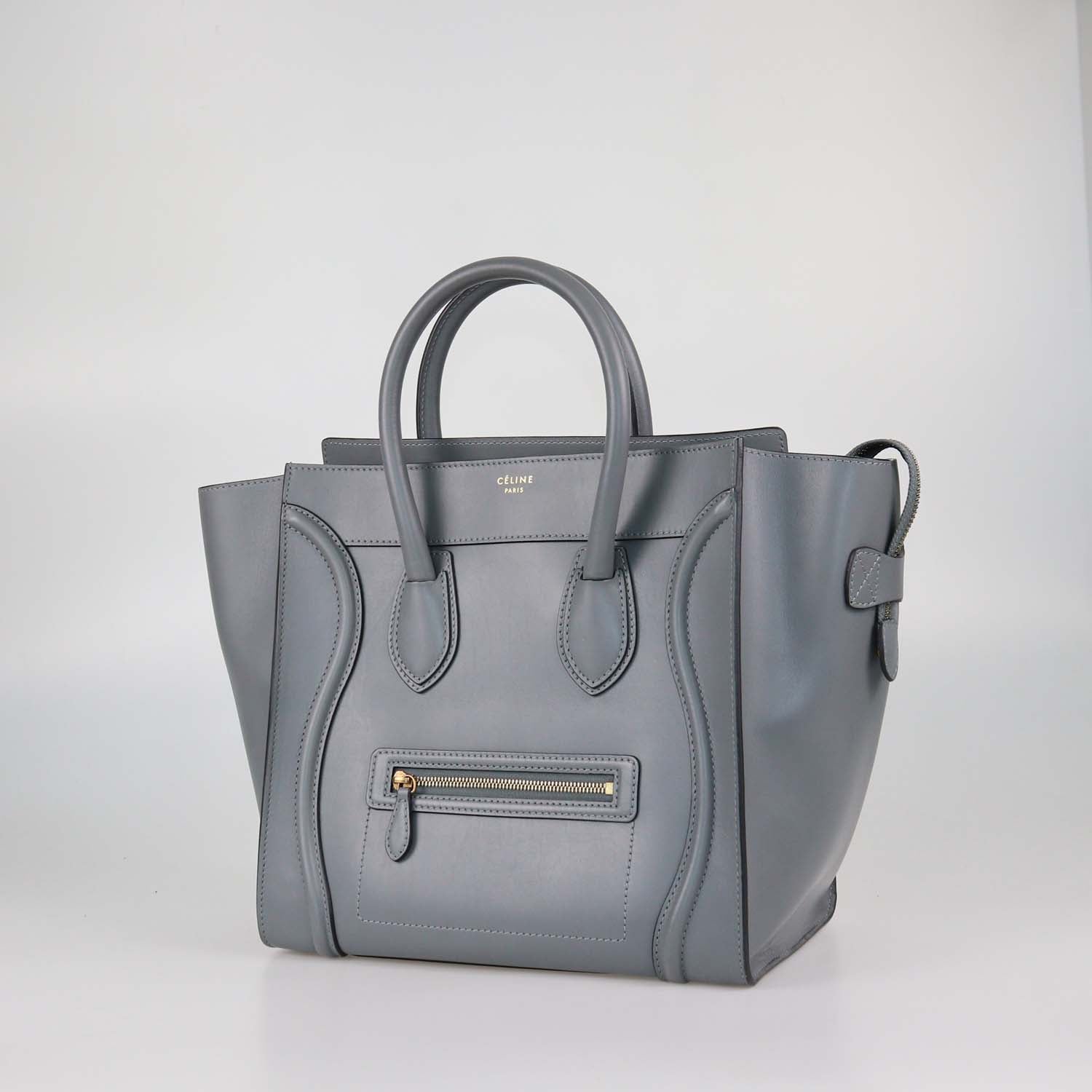 Celine Grey Leather Mini Luggage Tote