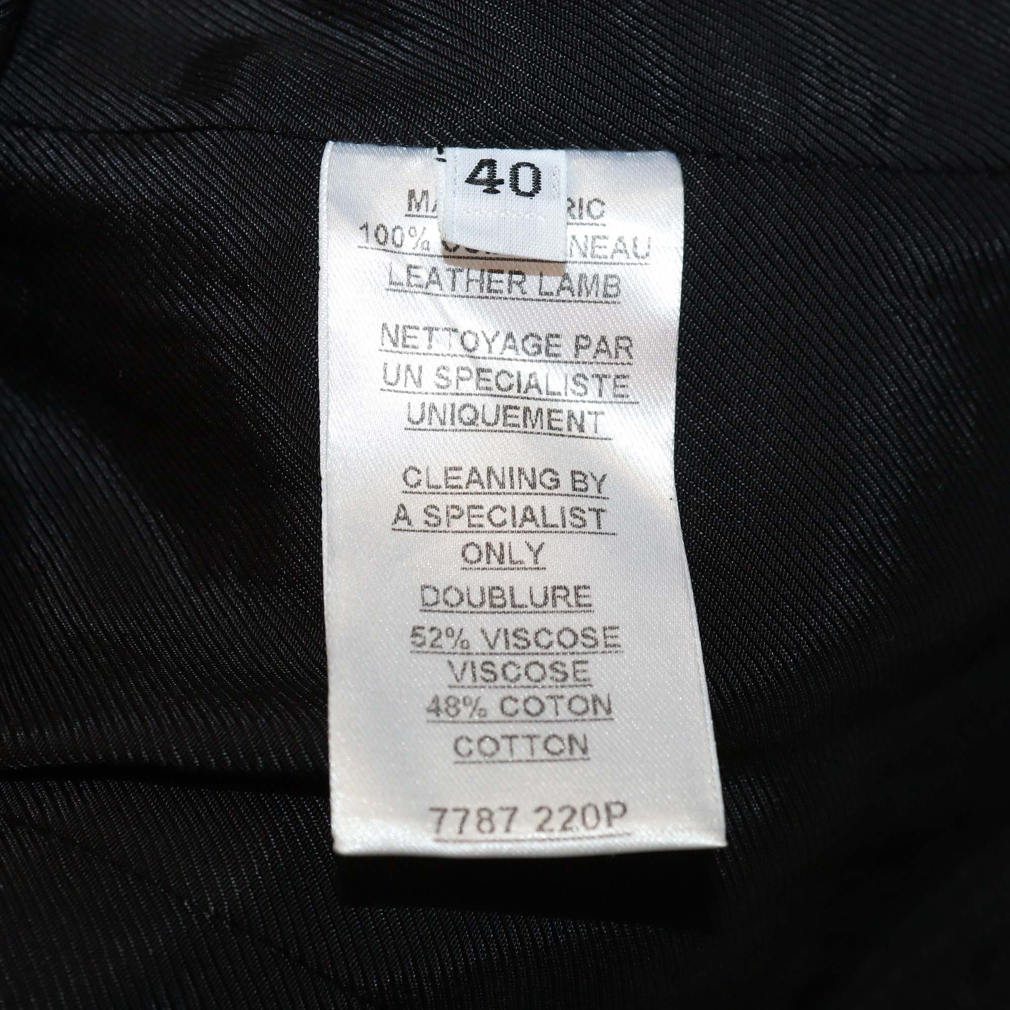 Balmain Black Embossed Crocodile Effect Lamb Leather Jacket