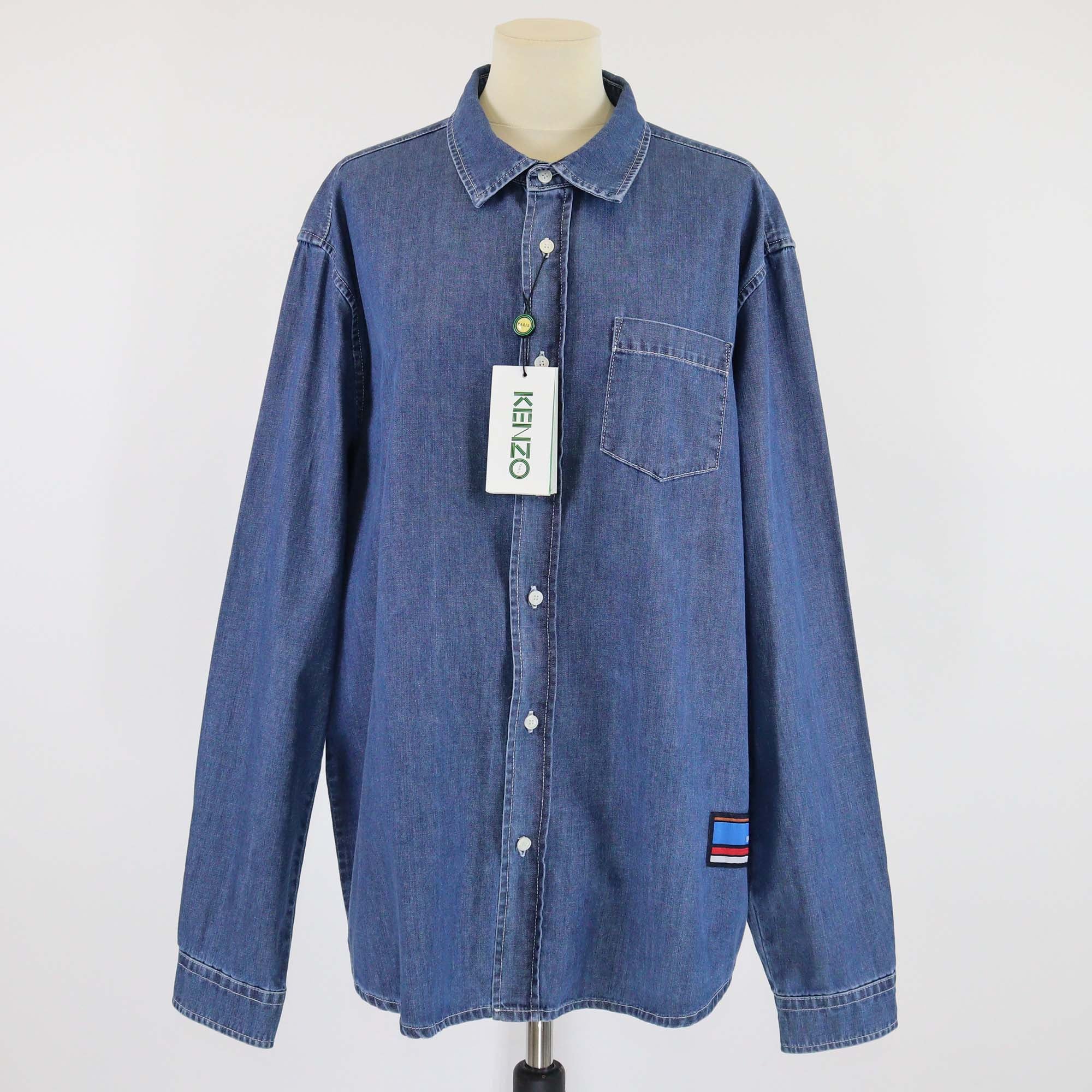 Kenzo Blue Denim XL Long Sleeve Casual Shirt