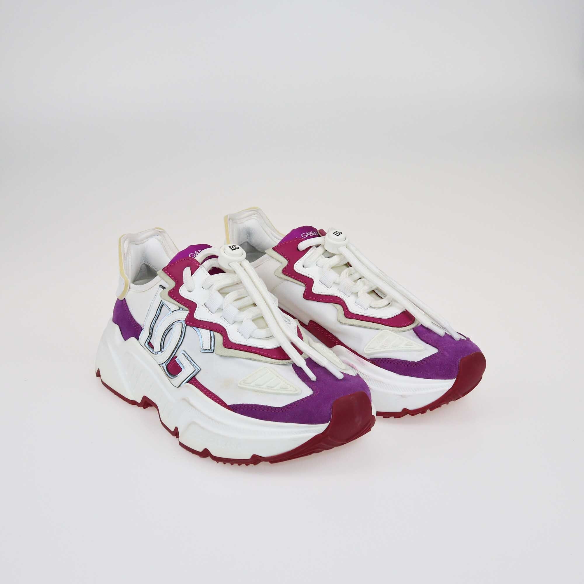 Dolce & Gabbana White/Purple Daymaster Low Top Sneakers Shoes Dolce & Gabbana 