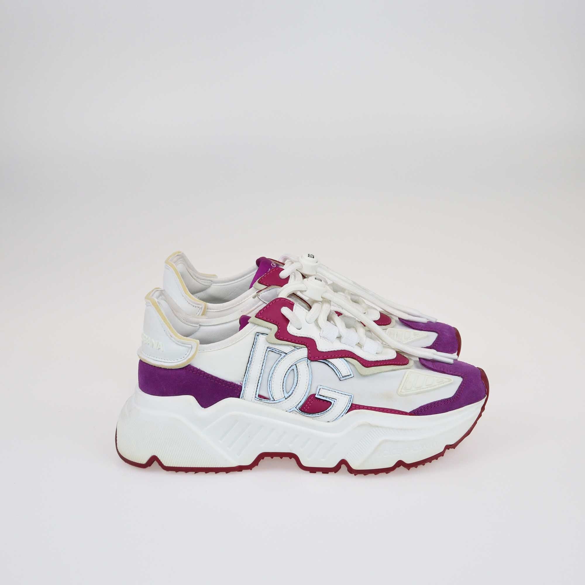 Dolce & Gabbana White/Purple Daymaster Low Top Sneakers Shoes Dolce & Gabbana 