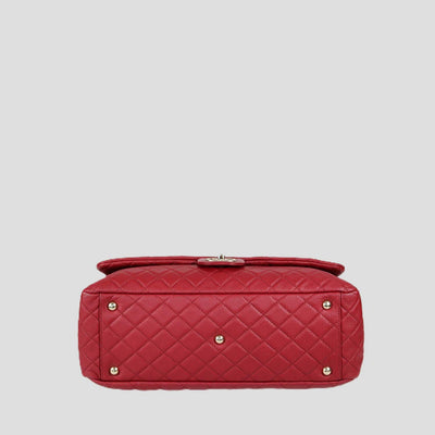 Chanel Red Quilted Textured Leather Large XXL Classic Flap Bag