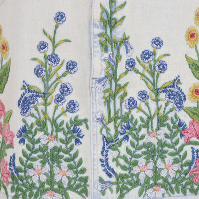 Gucci Blue Denim Floral Embroidered Mini Skirt