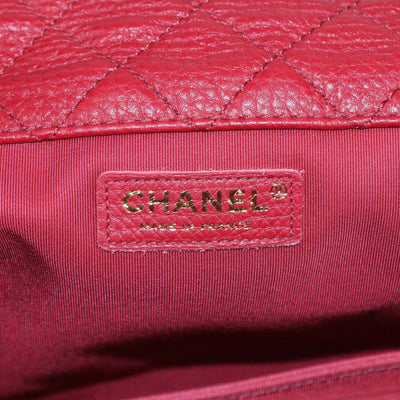 Chanel Red Quilted Textured Leather Large XXL Classic Flap Bag