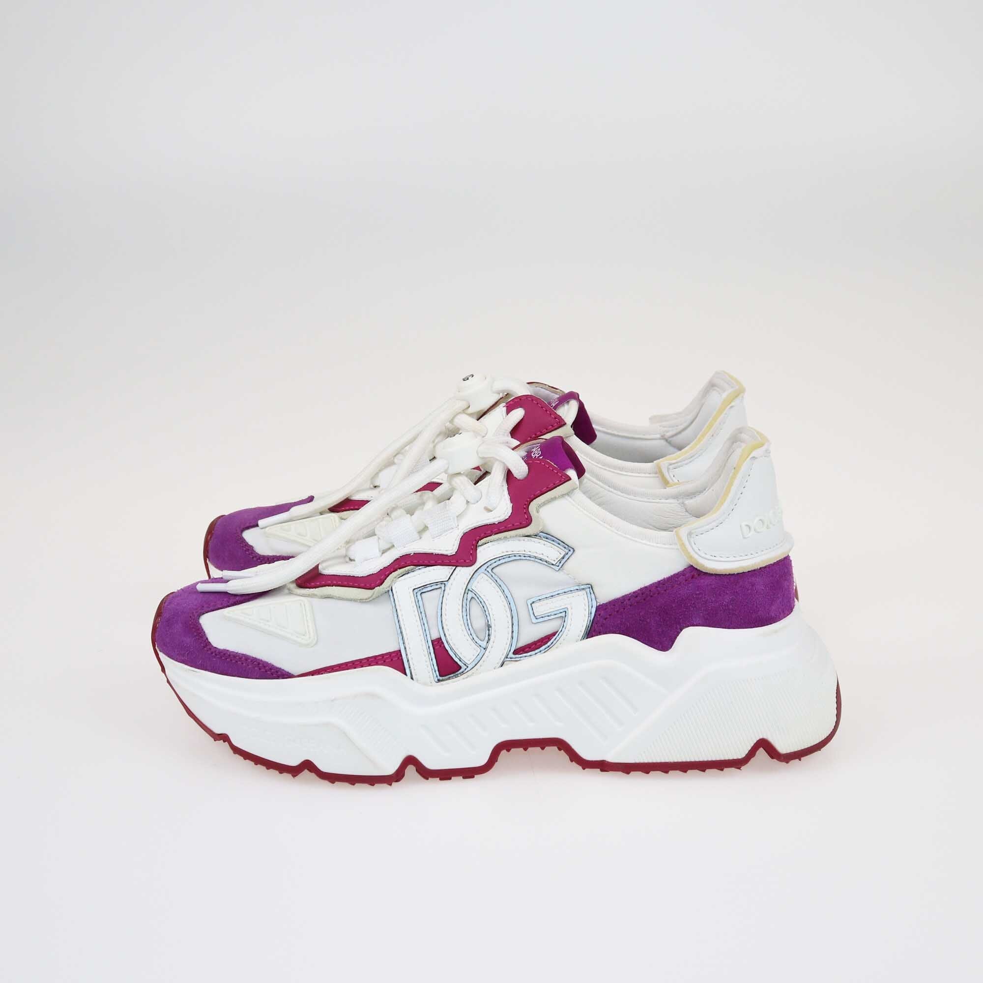 Dolce & Gabbana White/Purple Daymaster Low Top Sneakers Shoes Dolce & Gabbana 